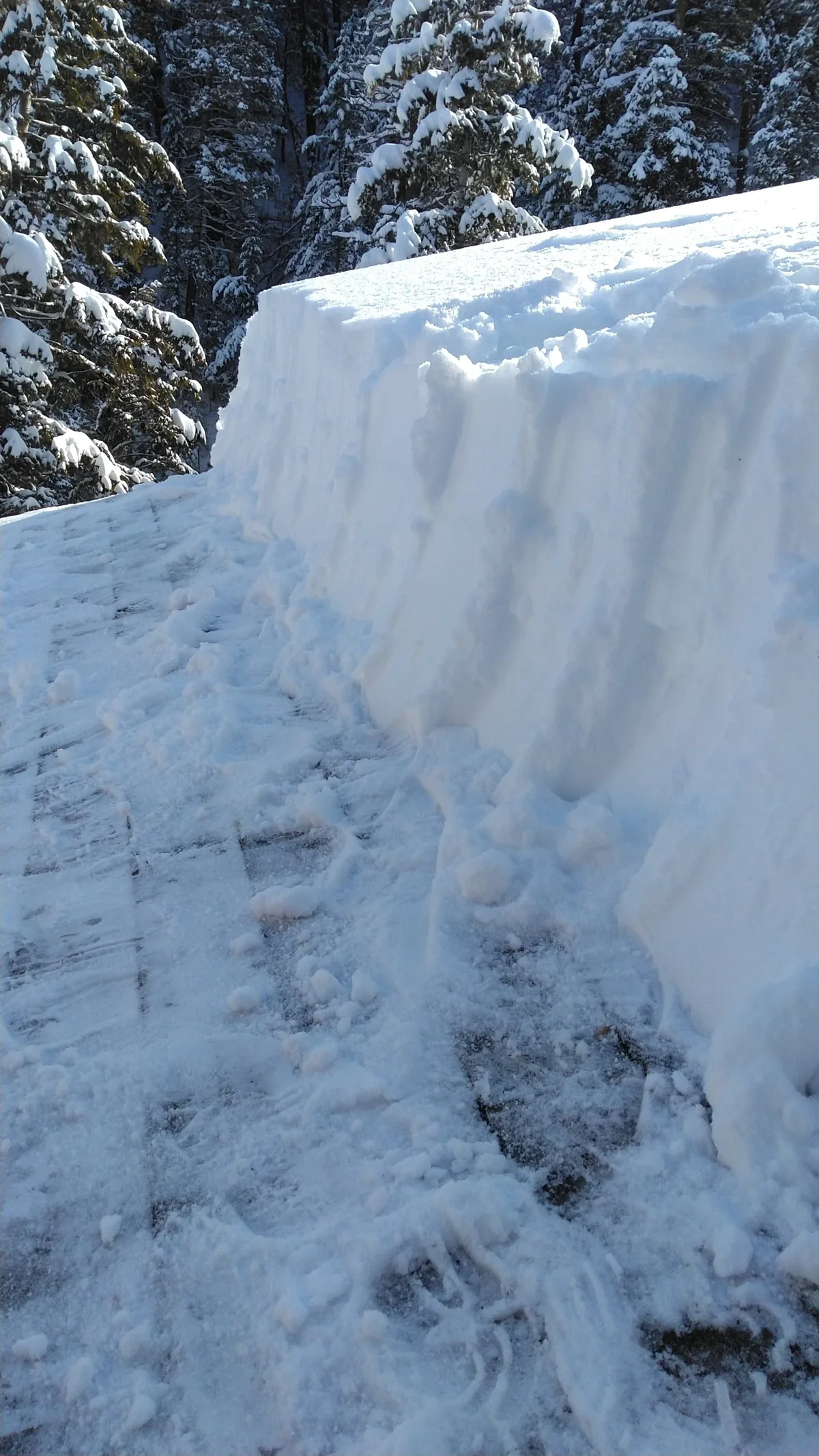 Cleared snow at a mountain property